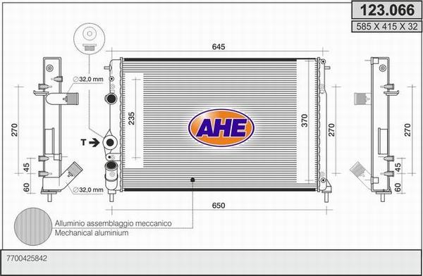 AHE 123.066 - Радіатор, охолодження двигуна autocars.com.ua