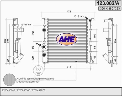 AHE 123.082/A - Радіатор, охолодження двигуна autocars.com.ua