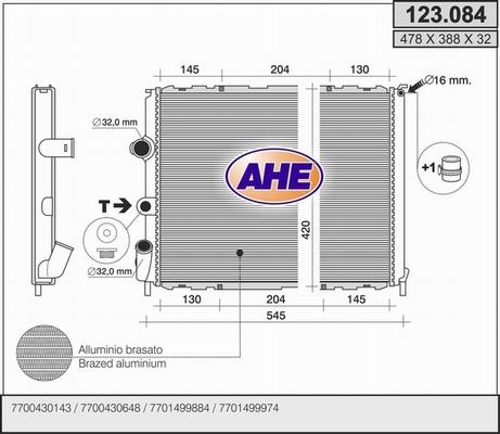 AHE 123.084 - Радіатор, охолодження двигуна autocars.com.ua