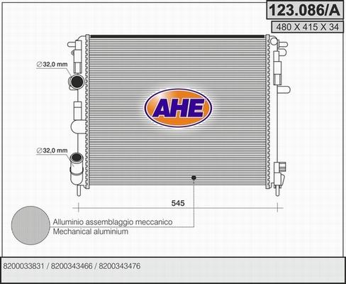 AHE 123.086/A - Радіатор, охолодження двигуна autocars.com.ua