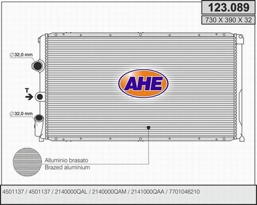 AHE 123.089 - Радіатор, охолодження двигуна autocars.com.ua