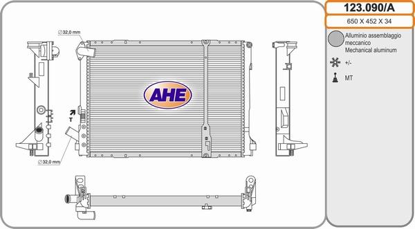 AHE 123.090/A - Радіатор, охолодження двигуна autocars.com.ua