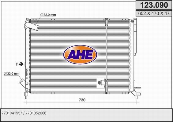 AHE 123.090 - Радіатор, охолодження двигуна autocars.com.ua