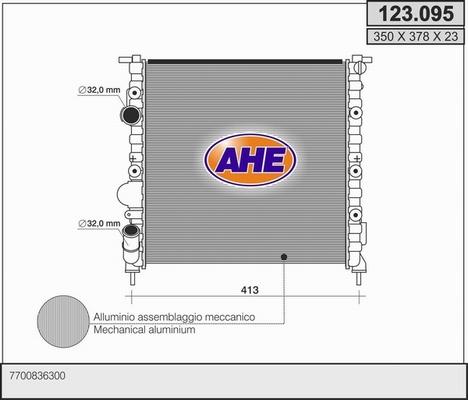 AHE 123.095 - Радіатор, охолодження двигуна autocars.com.ua