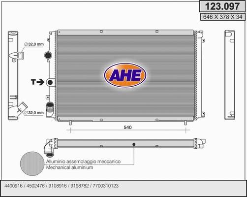 AHE 123.097 - Радіатор, охолодження двигуна autocars.com.ua