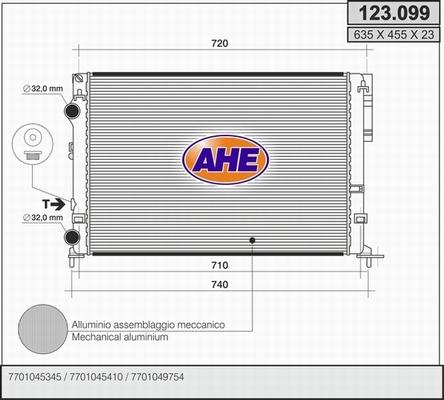 AHE 123.099 - Радіатор, охолодження двигуна autocars.com.ua