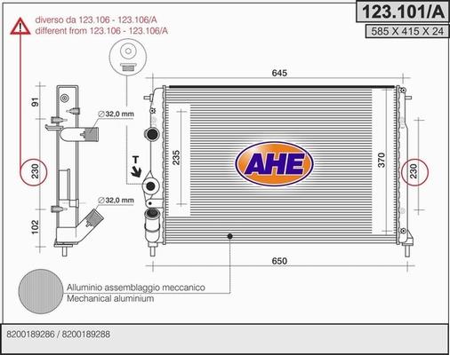 AHE 123.101/A - Радіатор, охолодження двигуна autocars.com.ua