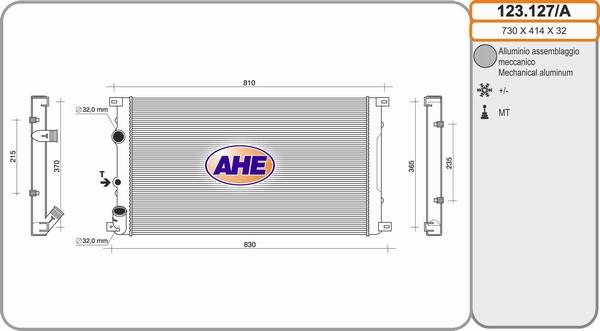 AHE 123.127/A - Радіатор, охолодження двигуна autocars.com.ua