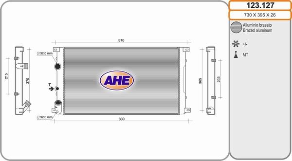 AHE 123.127 - Радіатор, охолодження двигуна autocars.com.ua