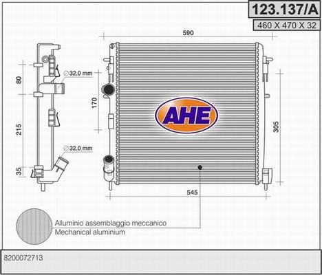 AHE 123.137/A - Радіатор, охолодження двигуна autocars.com.ua