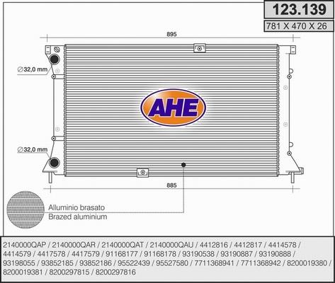 AHE 123.139 - Радіатор, охолодження двигуна autocars.com.ua