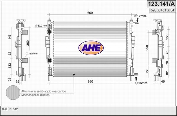 AHE 123.141/A - Радіатор, охолодження двигуна autocars.com.ua