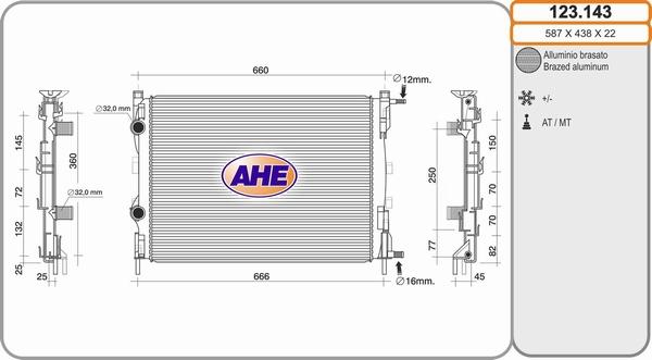 AHE 123.143 - Радіатор, охолодження двигуна autocars.com.ua