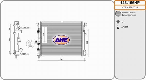 AHE 123.156HP - Радіатор, охолодження двигуна autocars.com.ua