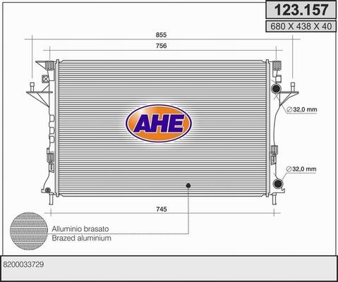 AHE 123.157 - Радіатор, охолодження двигуна autocars.com.ua