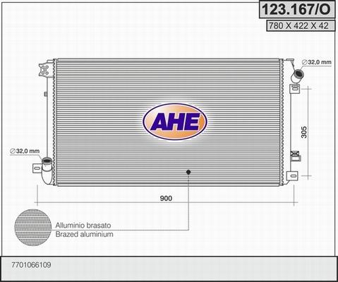 AHE 123.167/O - Радіатор, охолодження двигуна autocars.com.ua