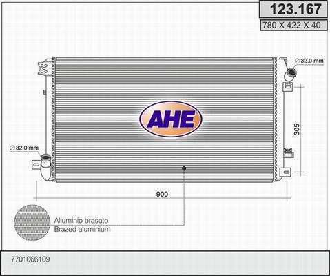 AHE 123.167 - Радіатор, охолодження двигуна autocars.com.ua