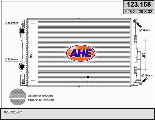 AHE 123.168 - Радіатор, охолодження двигуна autocars.com.ua