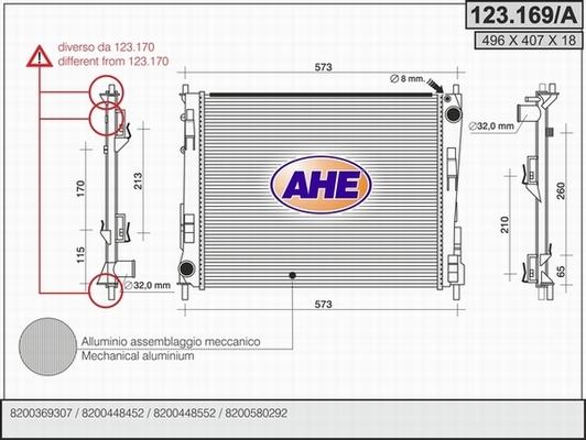 AHE 123.169/A - Радіатор, охолодження двигуна autocars.com.ua