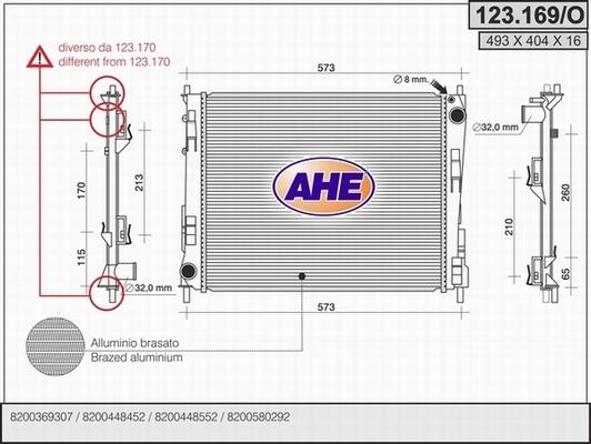 AHE 123.169/O - Радіатор, охолодження двигуна autocars.com.ua