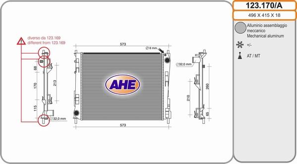 AHE 123.170/A - Радіатор, охолодження двигуна autocars.com.ua