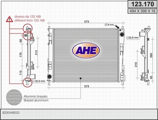 AHE 123.170 - Радіатор, охолодження двигуна autocars.com.ua