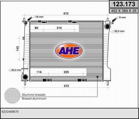 AHE 123.173 - Радіатор, охолодження двигуна autocars.com.ua