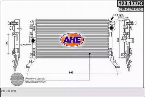 AHE 123.177/O - Радіатор, охолодження двигуна autocars.com.ua