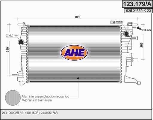 AHE 123.179/A - Радіатор, охолодження двигуна autocars.com.ua
