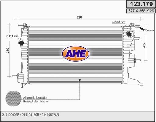 AHE 123.179 - Радіатор, охолодження двигуна autocars.com.ua