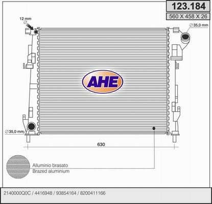 AHE 123.184 - Радіатор, охолодження двигуна autocars.com.ua