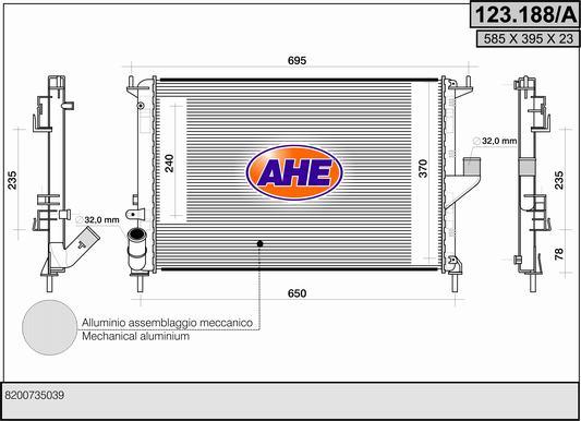 AHE 123.188/A - Радіатор, охолодження двигуна autocars.com.ua