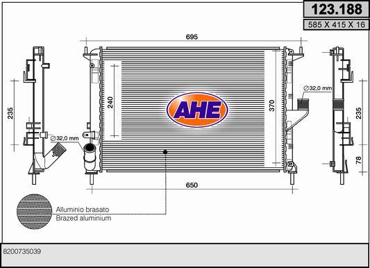 AHE 123.188 - Радіатор, охолодження двигуна autocars.com.ua