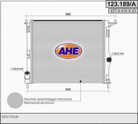 AHE 123.189/A - Радіатор, охолодження двигуна autocars.com.ua