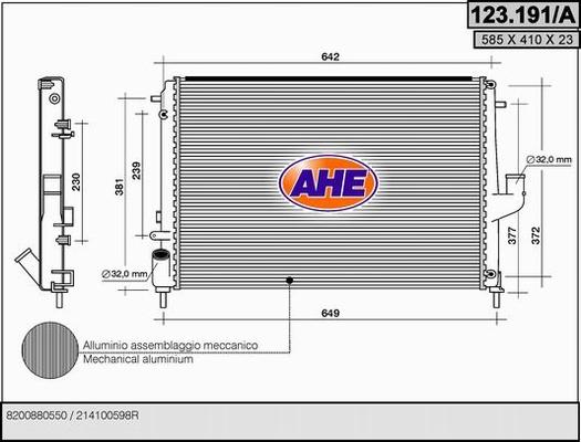 AHE 123.191/A - Радіатор, охолодження двигуна autocars.com.ua