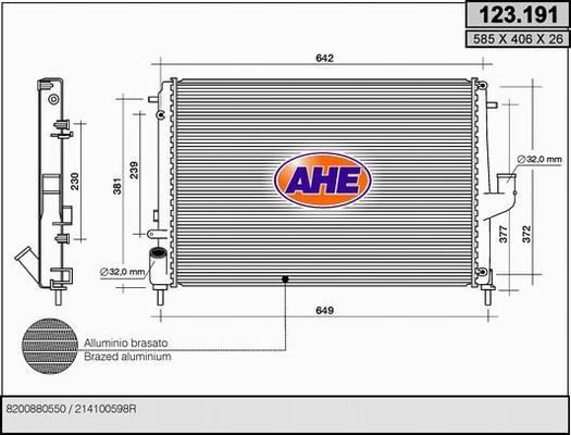 AHE 123.191 - Радіатор, охолодження двигуна autocars.com.ua