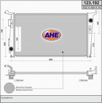 AHE 123.192 - Радіатор, охолодження двигуна autocars.com.ua