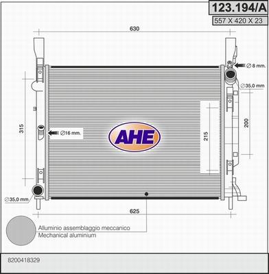 AHE 123.194/A - Радіатор, охолодження двигуна autocars.com.ua