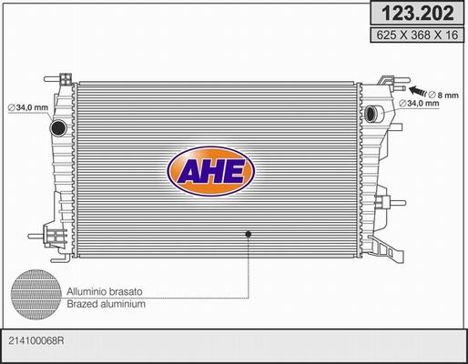 AHE 123.202 - Радіатор, охолодження двигуна autocars.com.ua