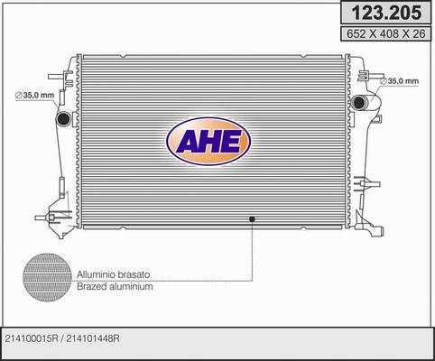 AHE 123.205 - Радіатор, охолодження двигуна autocars.com.ua