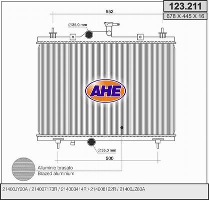 AHE 123.211 - Радіатор, охолодження двигуна autocars.com.ua