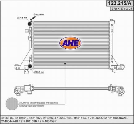AHE 123.215/A - Радіатор, охолодження двигуна autocars.com.ua