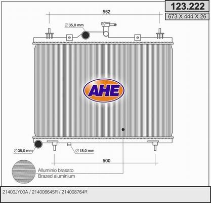 AHE 123.222 - Радіатор, охолодження двигуна autocars.com.ua