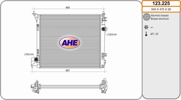 AHE 123.225 - Радіатор, охолодження двигуна autocars.com.ua