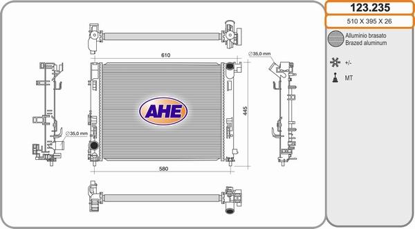 AHE 123235 - Радіатор, охолодження двигуна autocars.com.ua