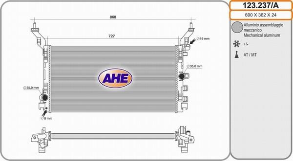 AHE 123.237/A - Радіатор, охолодження двигуна autocars.com.ua