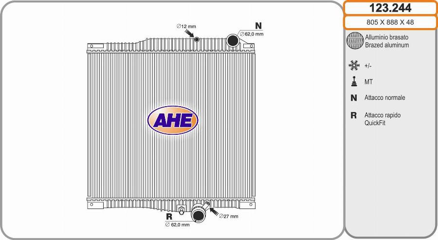 AHE 123.244 - Радіатор, охолодження двигуна autocars.com.ua