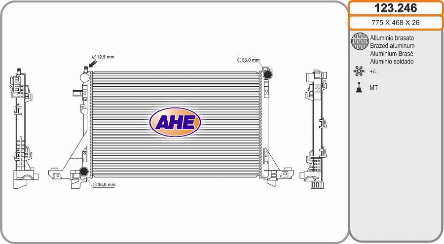 AHE 123.246 - Радіатор, охолодження двигуна autocars.com.ua