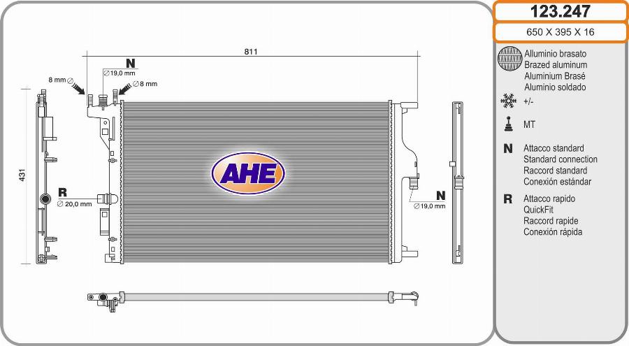 AHE 123.247 - Радіатор, охолодження двигуна autocars.com.ua