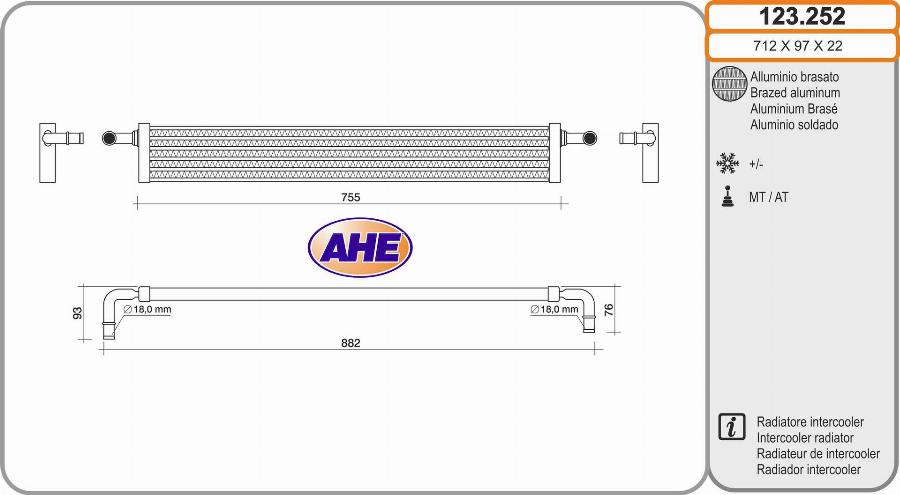 AHE 123.252 - Радіатор, охолодження двигуна autocars.com.ua